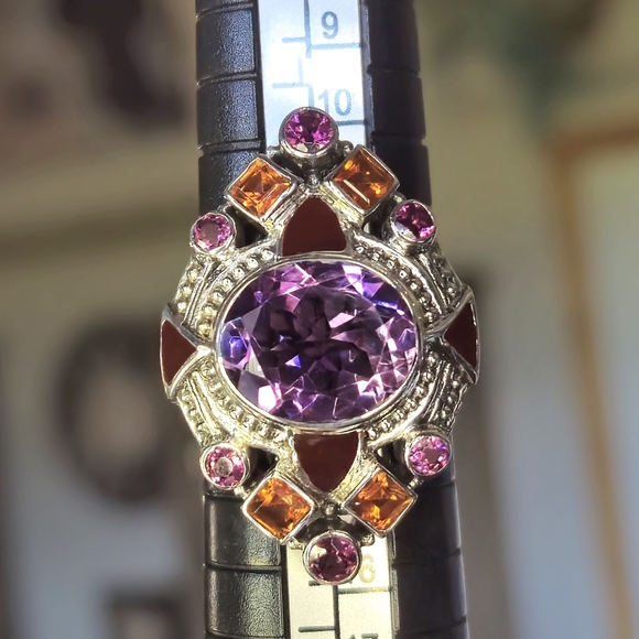 NICKY BUTLER 925 Sterling Silver Amethyst Topaz Rhodolite Designer Ring Sz 6 NWT - Picture 12 of 16